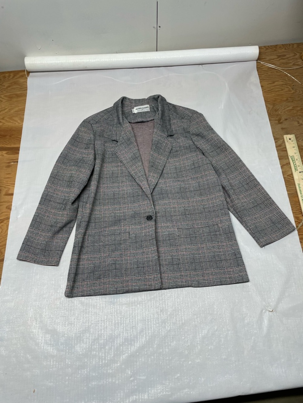 Alfred Dunner Gray Plaid Single-Button Blazer